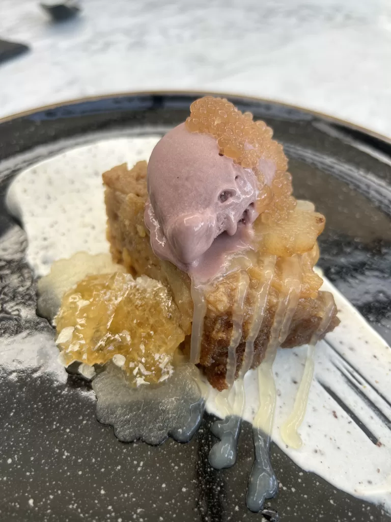 Honey cake on a plate