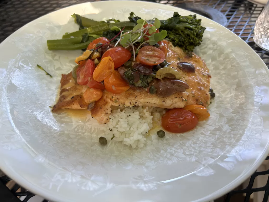 Salmon meal on a plate