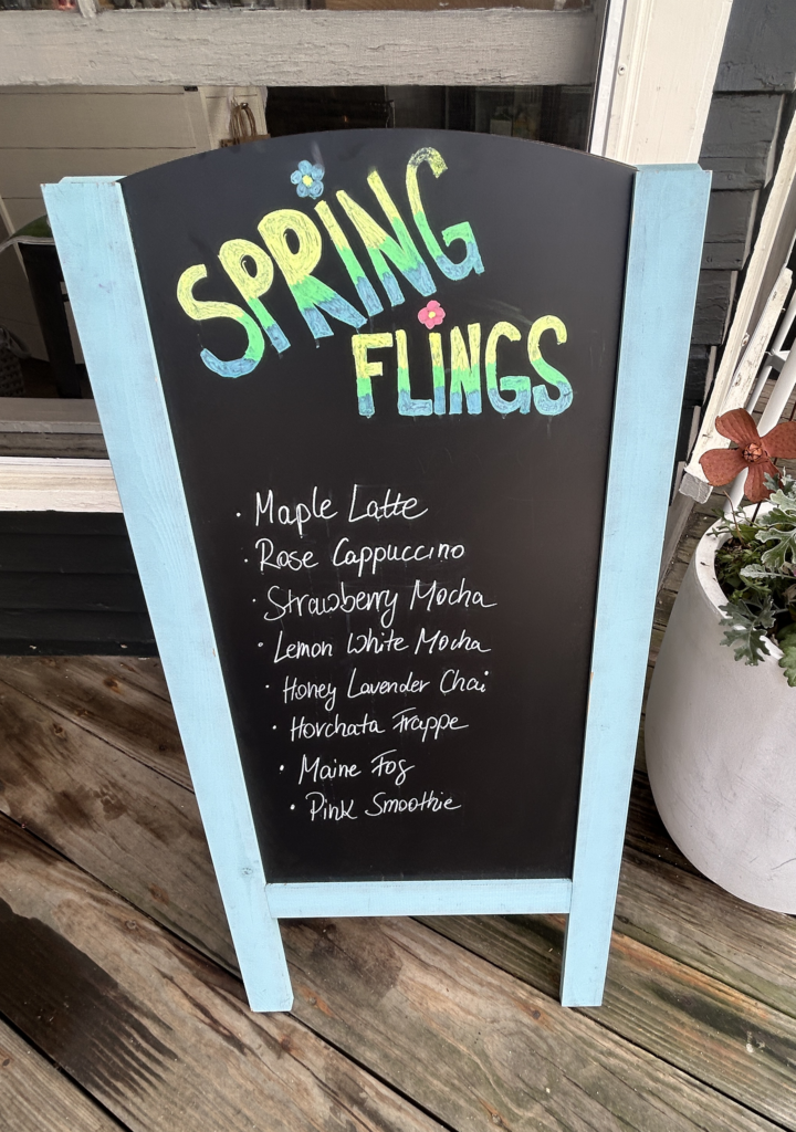 Image of the board with Spring coffee flavors